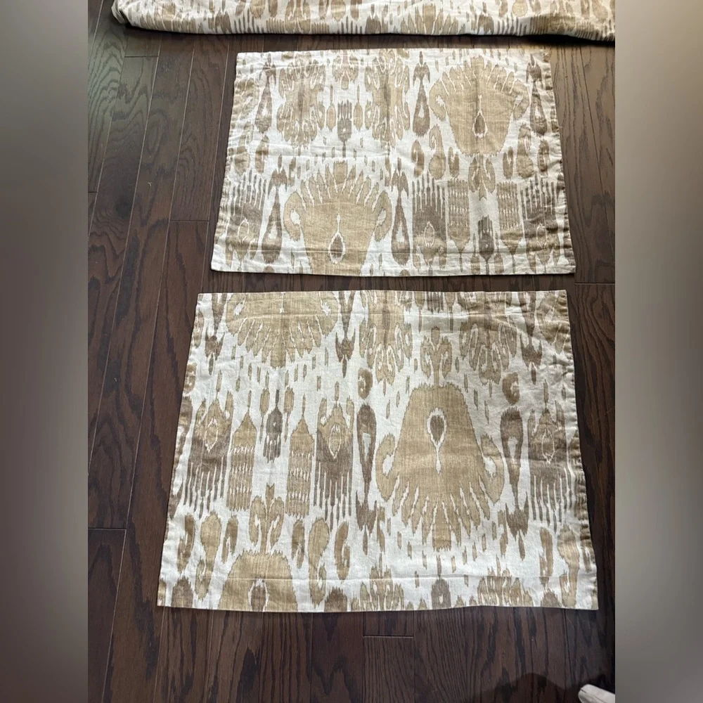 Pottery Barn Linen Cotton Vivian IKAT KING Duvet Plus 2 Standard Shams